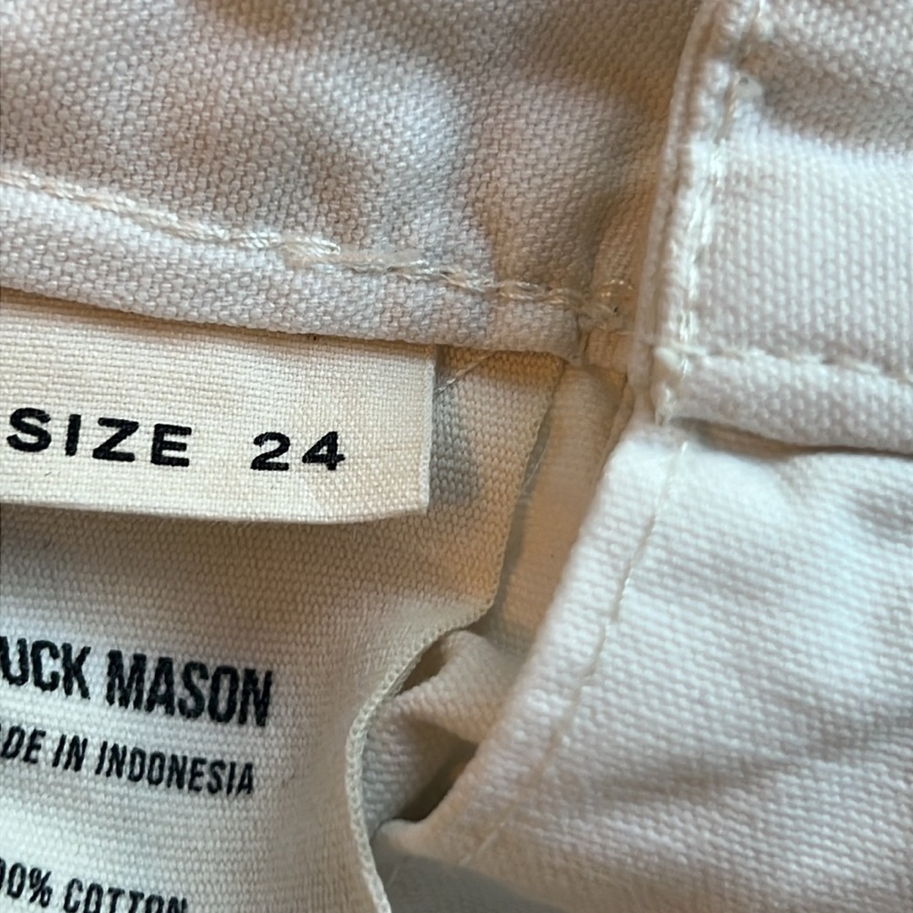 BUCK MASON High Waisted Wide Leg Twill Denim White Jean Pant - Picture 10 of 14